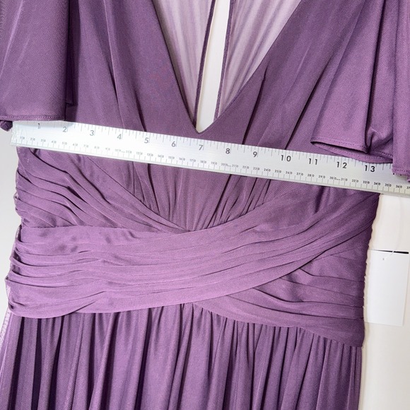 David's Bridal Women's Plum Purple Flowy Short Sleeve Long Mesh Dress - Size 6 - Picture 13 of 13